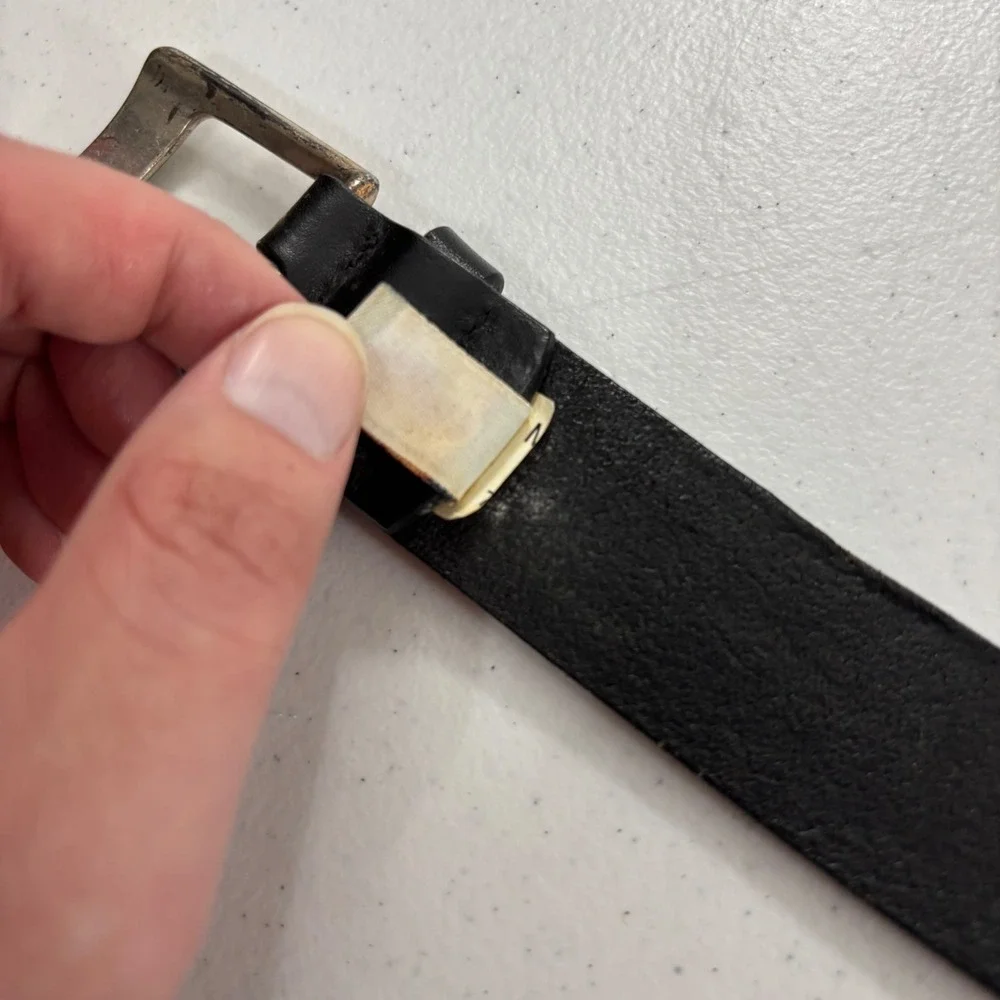 Fossil Basic Gear Mens Black Genuine Leather Belt Silver Buckle MB303600140 38
